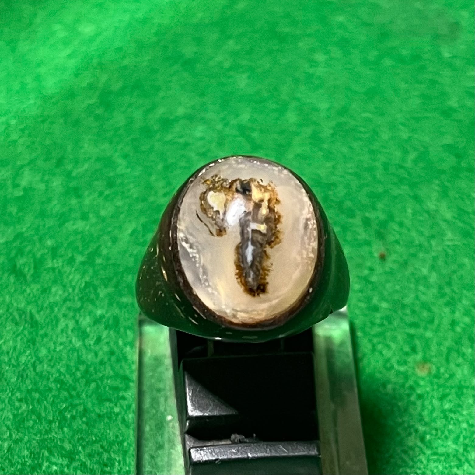 Batu Akik Motif Angka 7 Ring Batok Kelapa