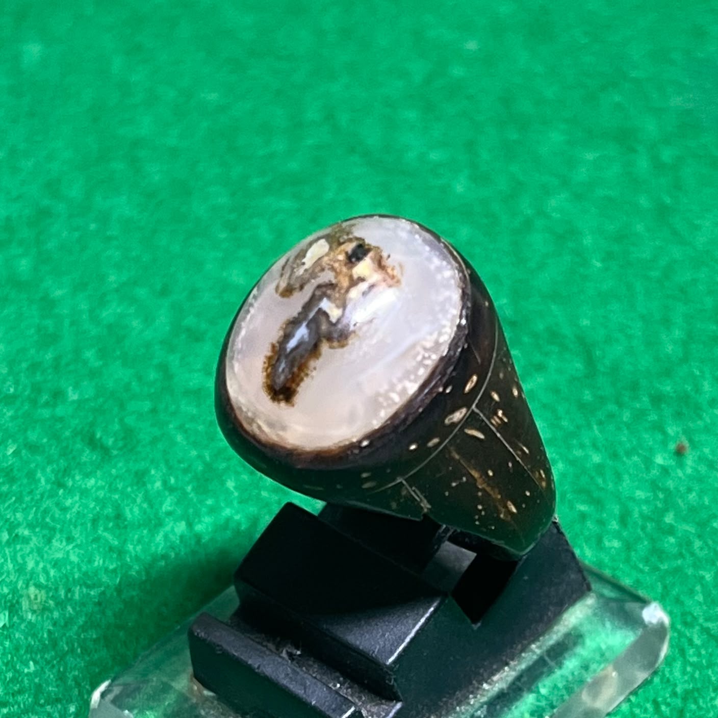 Batu Akik Motif Angka 7 Ring Batok Kelapa